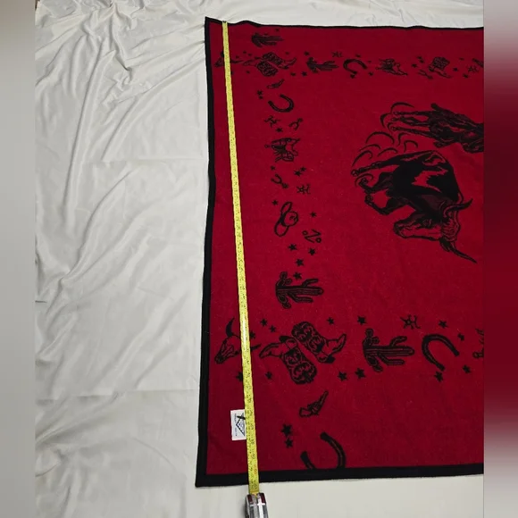 Vintage Pendleton Woolen Mill Store Cowboy Rodeo Bull Western Wool Blanket - Picture 6 of 11
